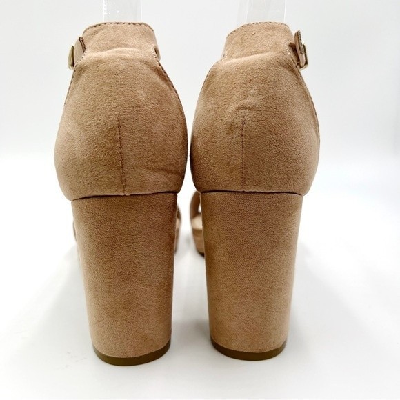 Chinese Laundry‎ Womens Dark Nude Faux Vegan Suede Block Heels Sandals Shoes 7.5 - Picture 6 of 15